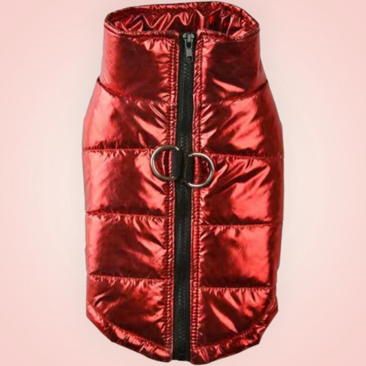 Red Metallic Puffer Vest