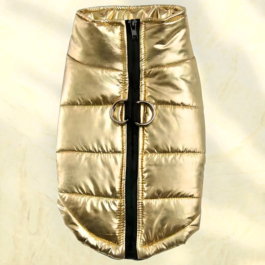 Shiny Gold Pet Puffer Jacket